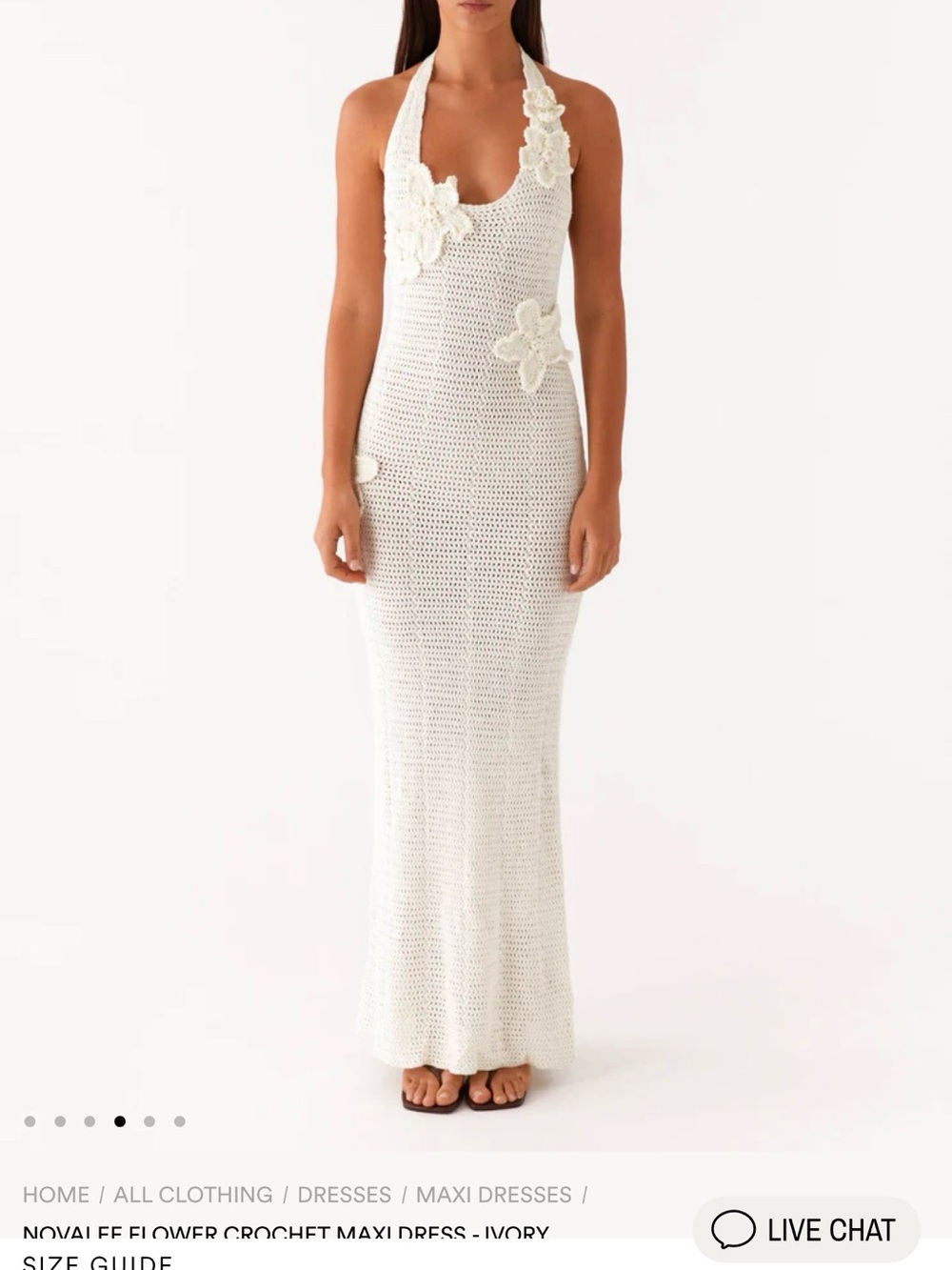 Peppermayo Ivory Crochet Flower Maxi Dress